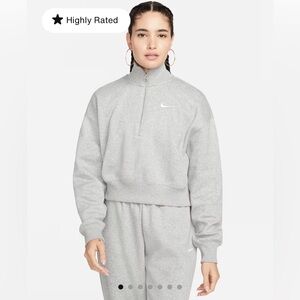 Nike Sportwear Phoenix Fleece Gray 1/4 Zip Crop Oversized Fleece Sz. Small